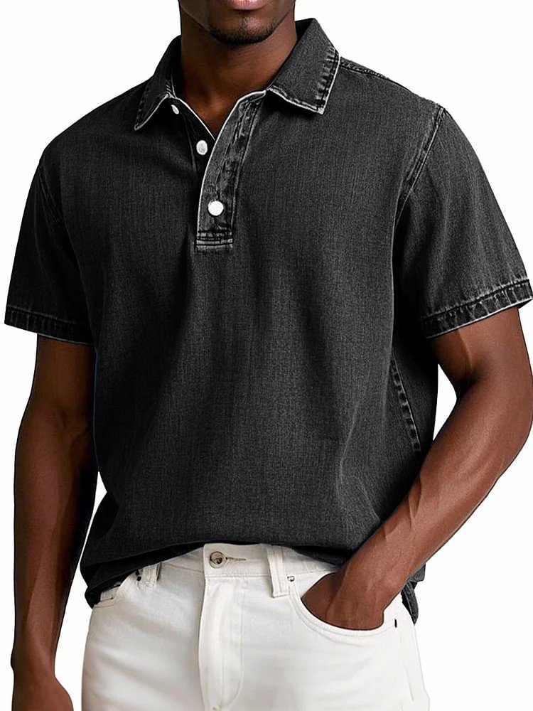 Men's Vintage Short-sleeve Lapel Polo Shirt