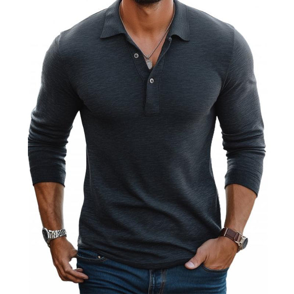Men’s Slim Fit Long Sleeve Polo | Cotton Blend