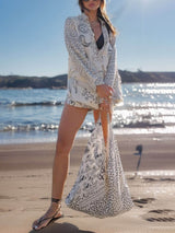 Women’s Satin Two-Piece Set | Geometric Print Shirt & Elastic Waist Shorts