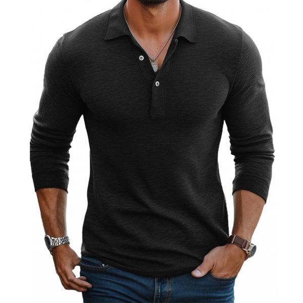 Men’s Slim Fit Long Sleeve Polo | Cotton Blend