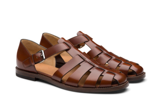 Men’s Leather Sandals – Roman Style with Buckle | Closed-Toe Summer & Holiday Footwear
