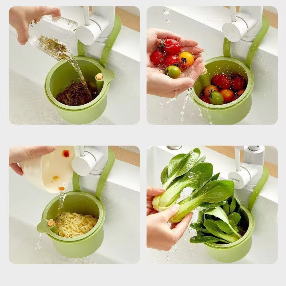 Hanging Drain Basket – Two-Piece Filter System, One-Click Emptying