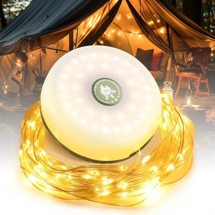 Campinglampe mit 10m RGB-Lichterkette – Atmosphäre & Sicherheit für jeden Trip -   Mivoza Deutschland