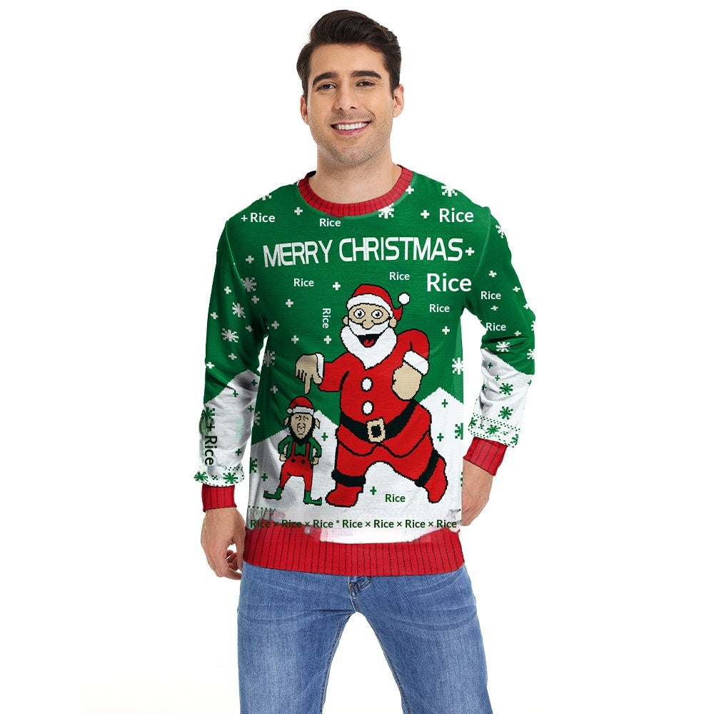 Unisex Christmas Sweater – Santa Claus Graphic Winter Jumper for Couples