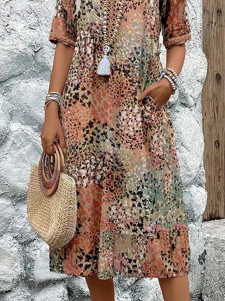 Vibrant Midi Dress with Elegant Tummy Coverage