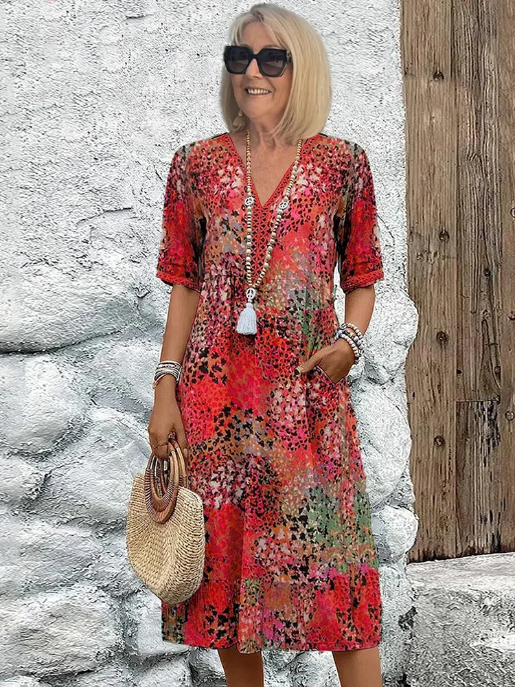 Vibrant Midi Dress with Elegant Tummy Coverage