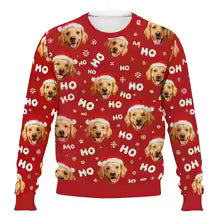 Personalized Christmas Dog Sweatshirt – Custom Pet Photo 3D Printed Holiday Pullover