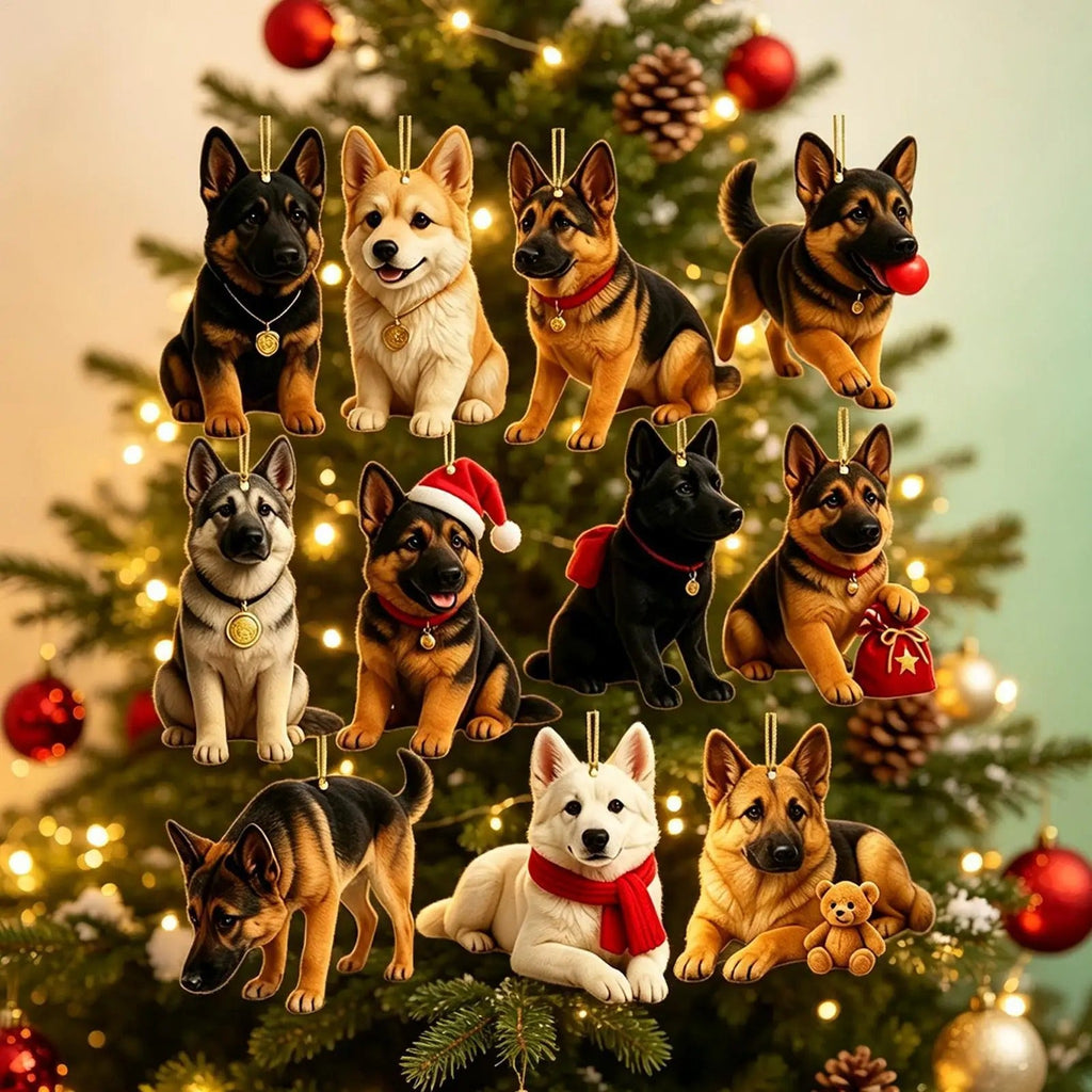 2026 Christmas German Shepherd Advent Calendar 24 pieces 2D flat German Shepherd dog decorations Christmas Countdown surprise gift