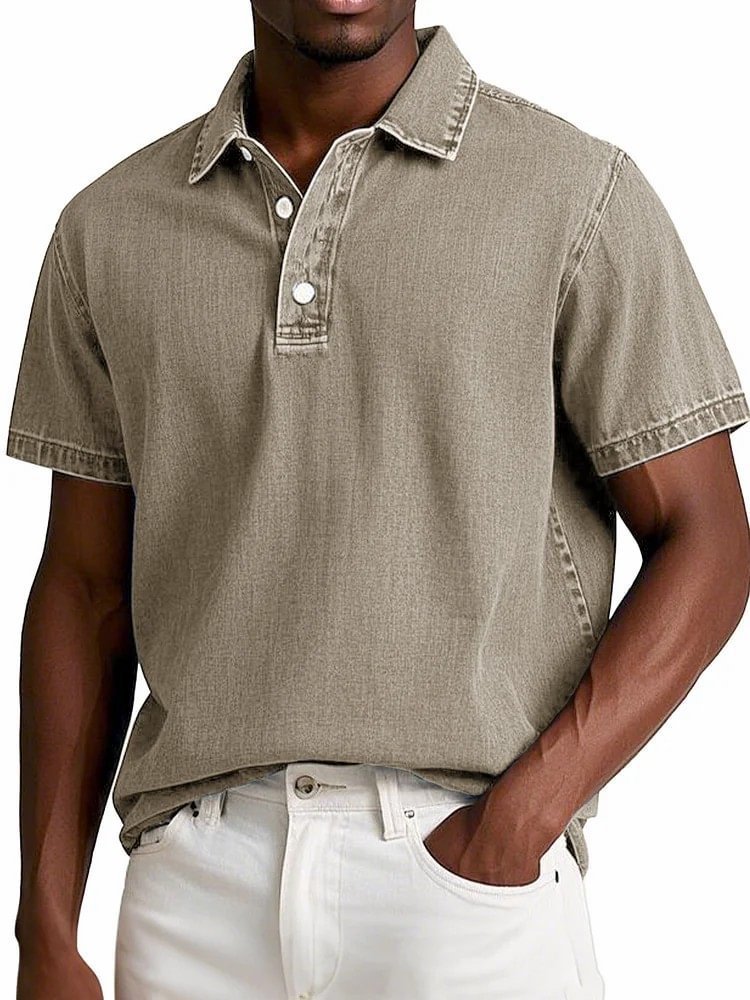 Men's Vintage Short-sleeve Lapel Polo Shirt