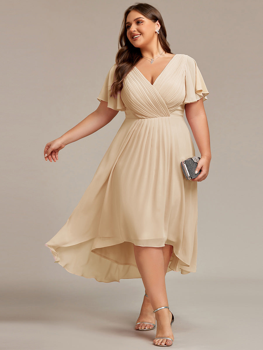 Elegant V-Neck Flowy Wedding Guest Dress