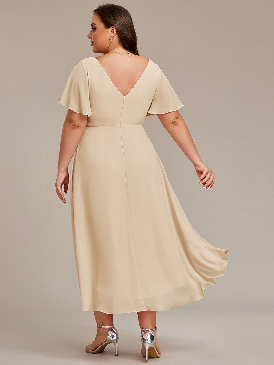 Elegant V-Neck Flowy Wedding Guest Dress