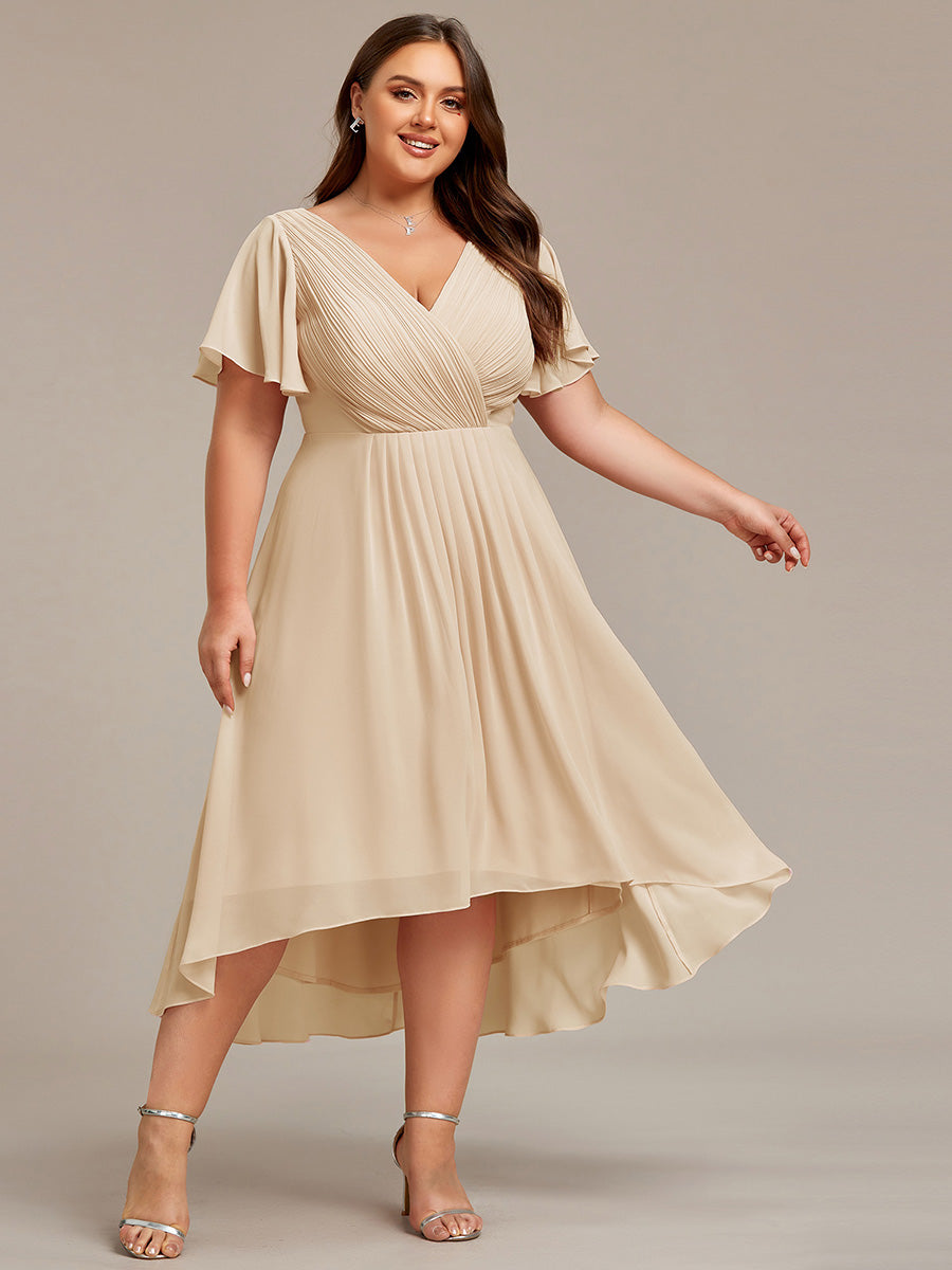 Elegant V-Neck Flowy Wedding Guest Dress