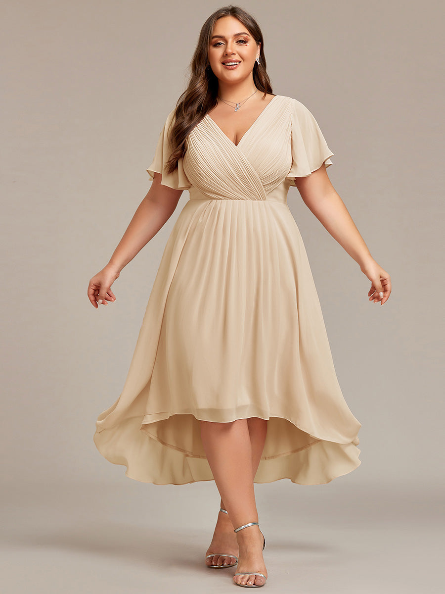 Elegant V-Neck Flowy Wedding Guest Dress