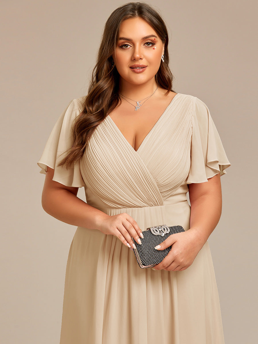 Elegant V-Neck Flowy Wedding Guest Dress