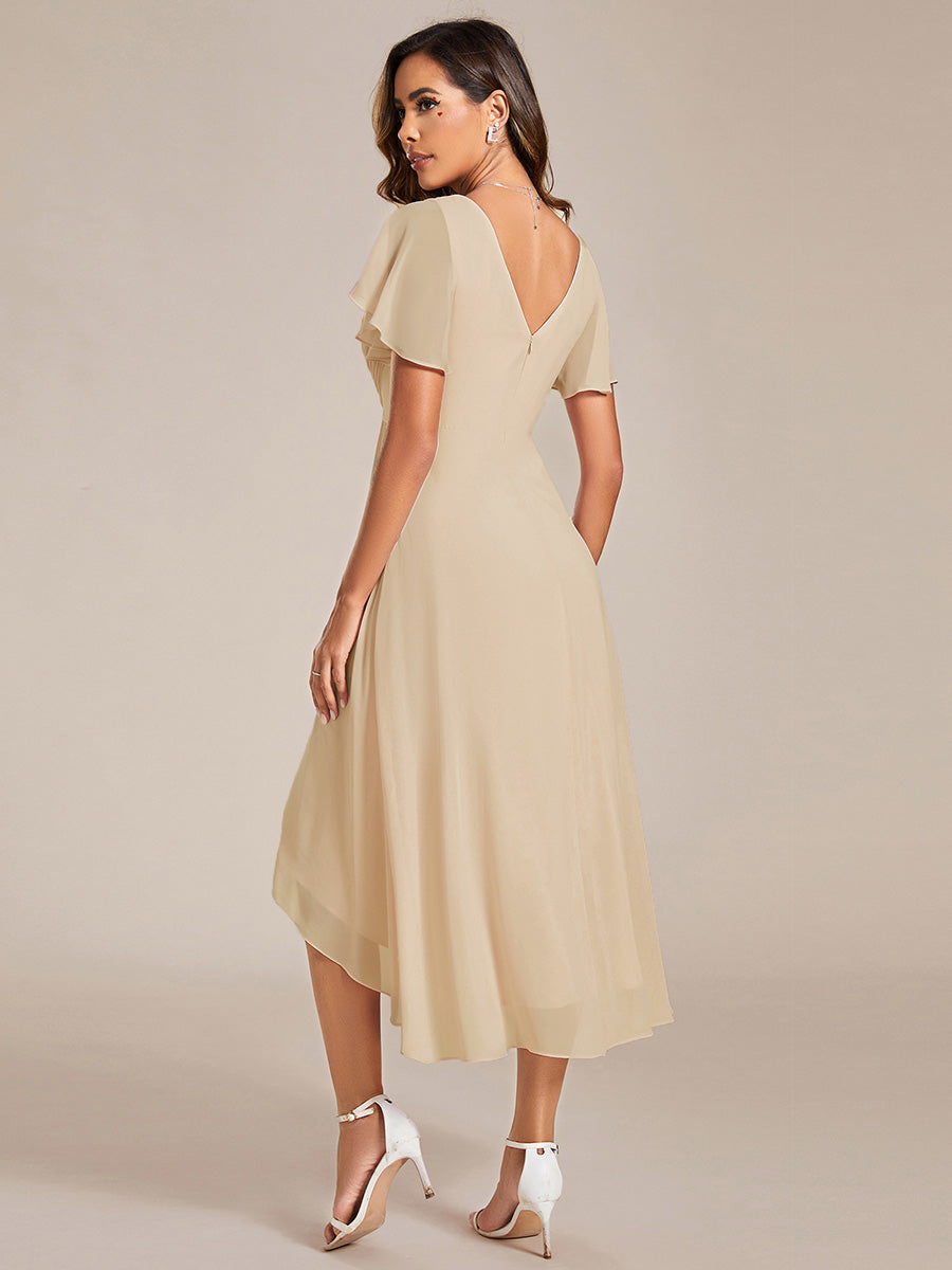 Elegant V-Neck Flowy Wedding Guest Dress