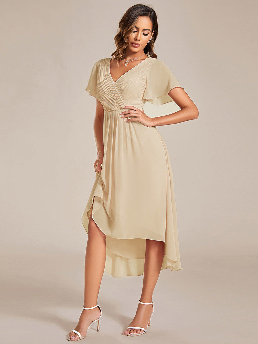 Elegant V-Neck Flowy Wedding Guest Dress