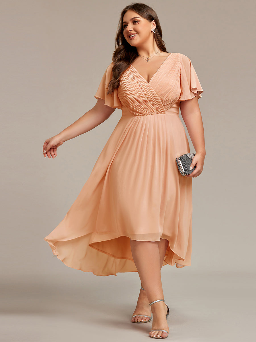 Elegant V-Neck Flowy Wedding Guest Dress