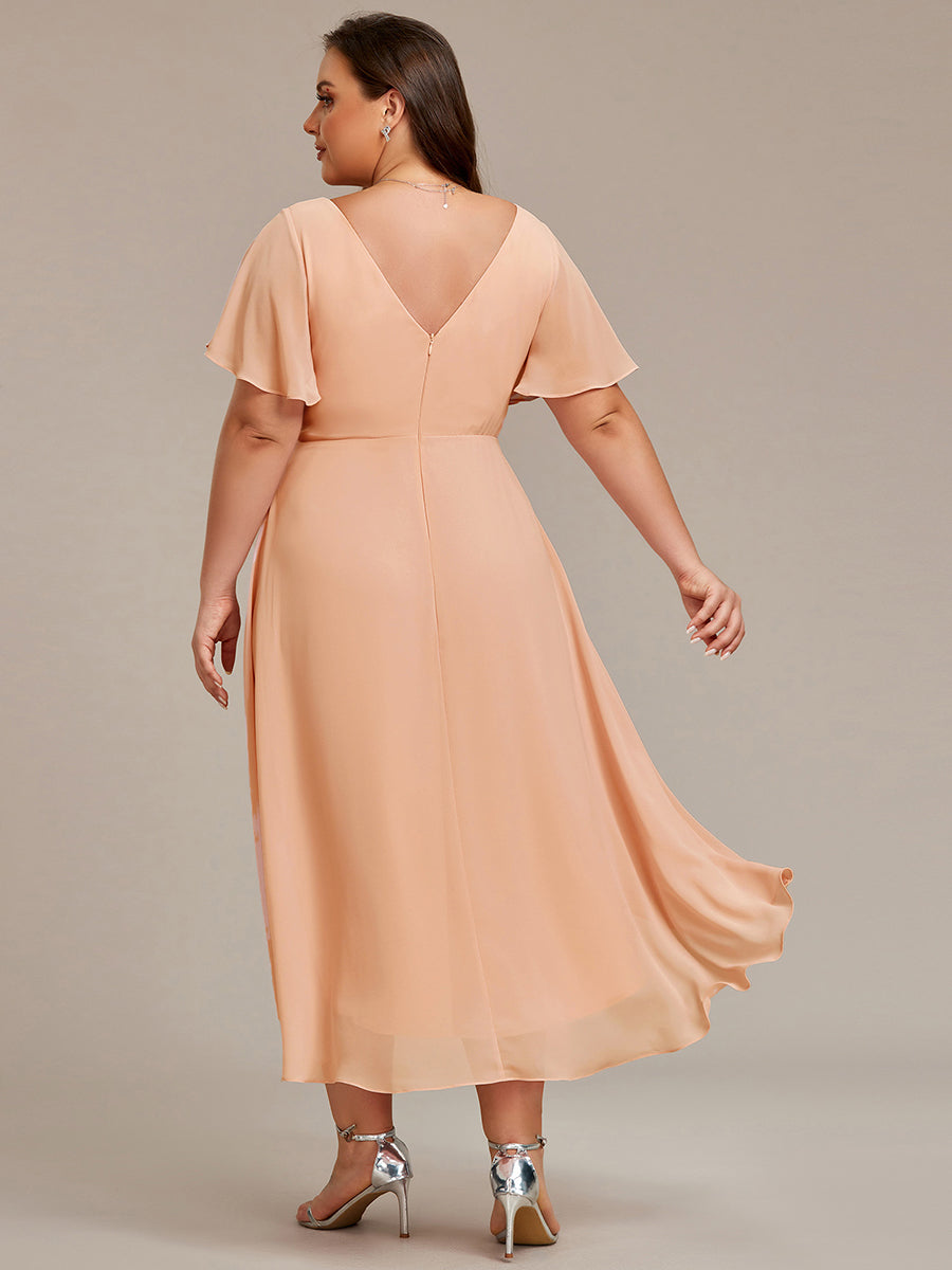 Elegant V-Neck Flowy Wedding Guest Dress