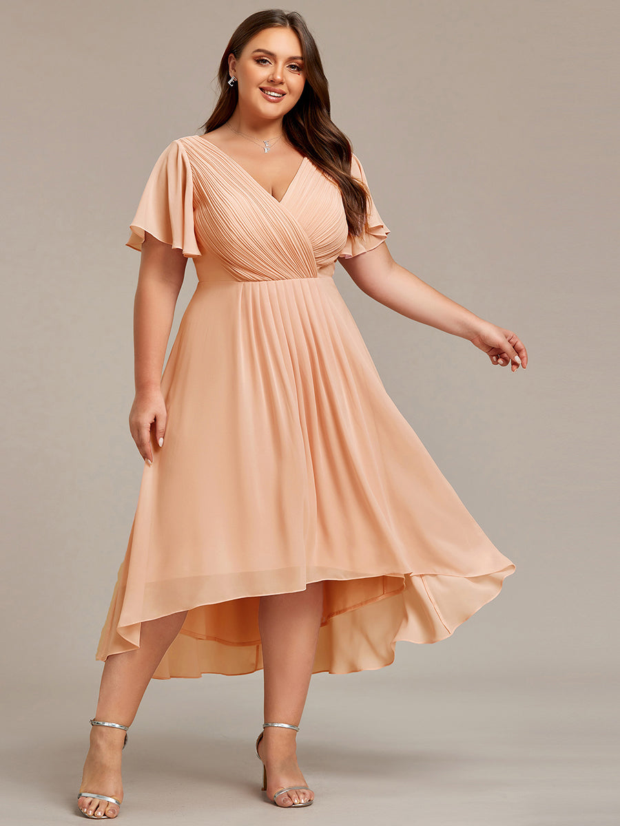 Elegant V-Neck Flowy Wedding Guest Dress