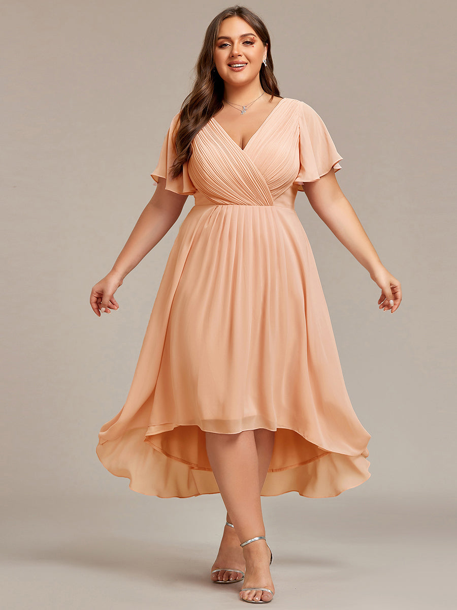 Elegant V-Neck Flowy Wedding Guest Dress