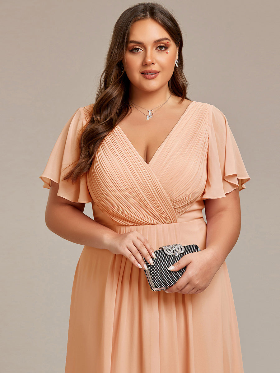 Elegant V-Neck Flowy Wedding Guest Dress