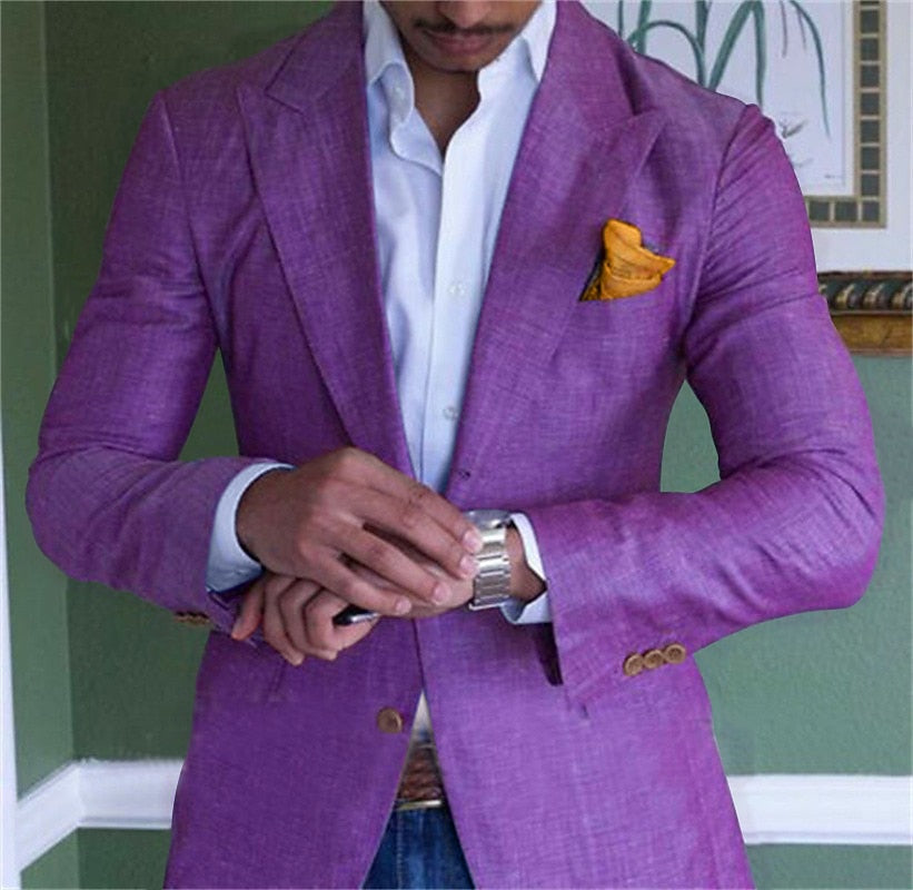Cotton Linen Blazer  Navy Summer Professional Jacket - Detailed view