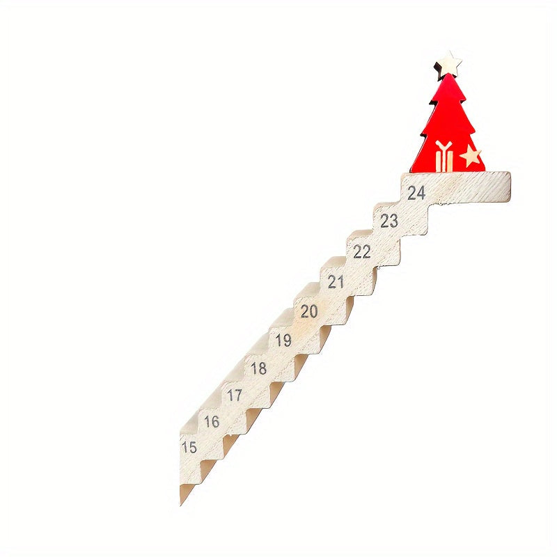 Wooden Santa Claus Advent Calendar - 24 Day Christmas Countdown Tabletop Holiday Decoration with Santa Climbing Ladder