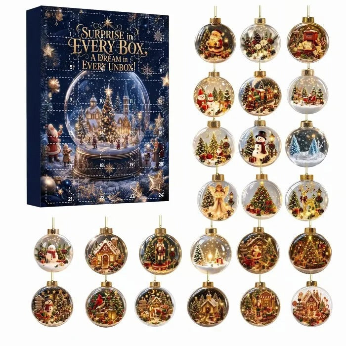 24-day Mini Christmas Calendar with Building Blocks, Unique Designs, Buildable Bricks, Includes Hanging Loops, Festive Countdown