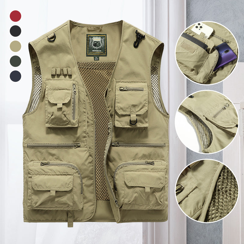 Gilet Estivo Leggero da Uomo con Tasche Multiple - Giacca Senza Maniche Traspirante per Escursionismo, Pesca, Campeggio e Viaggi