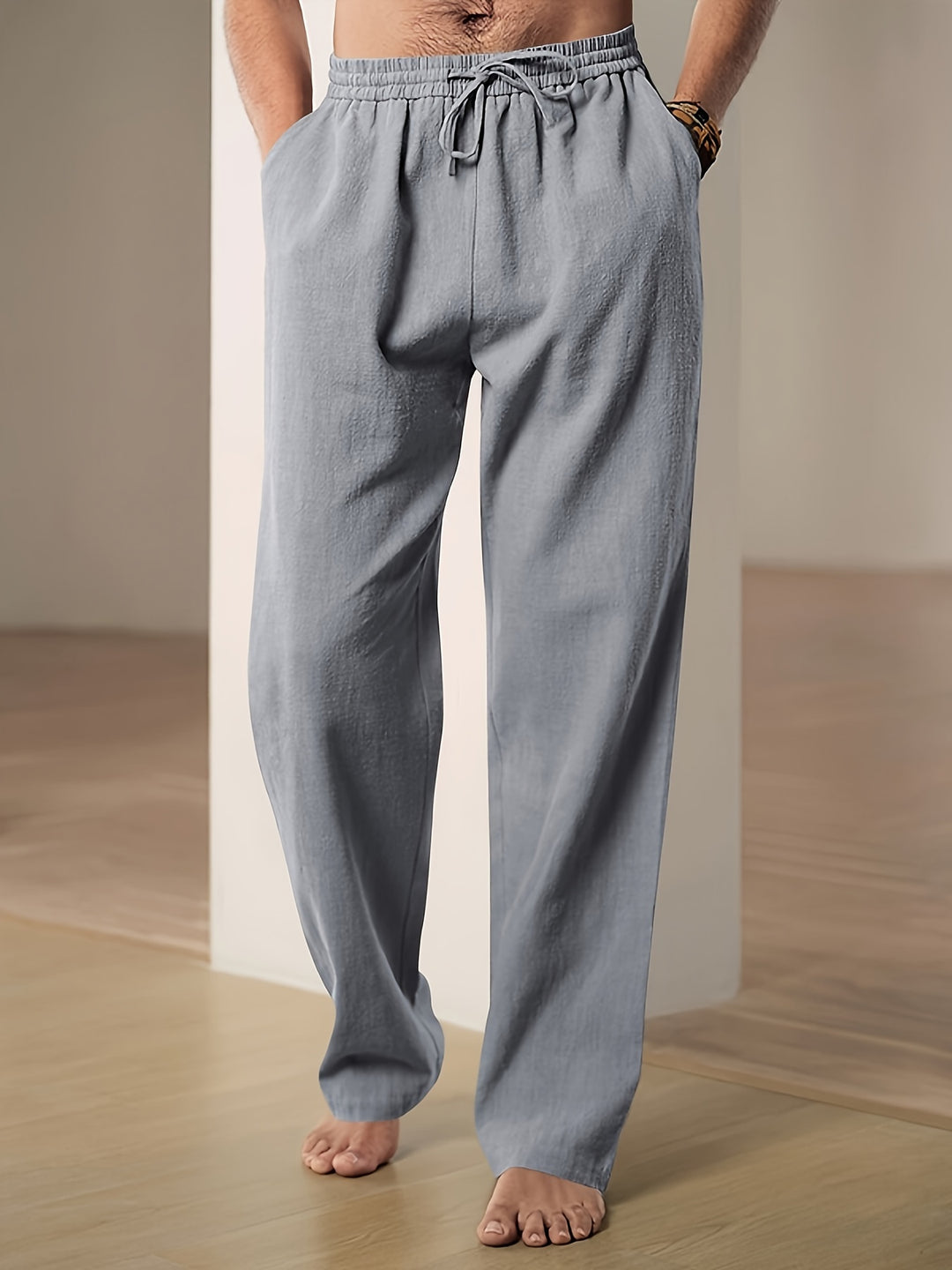 Pantaloni estivi da uomo in lino – vestibilità comoda con coulisse elastica