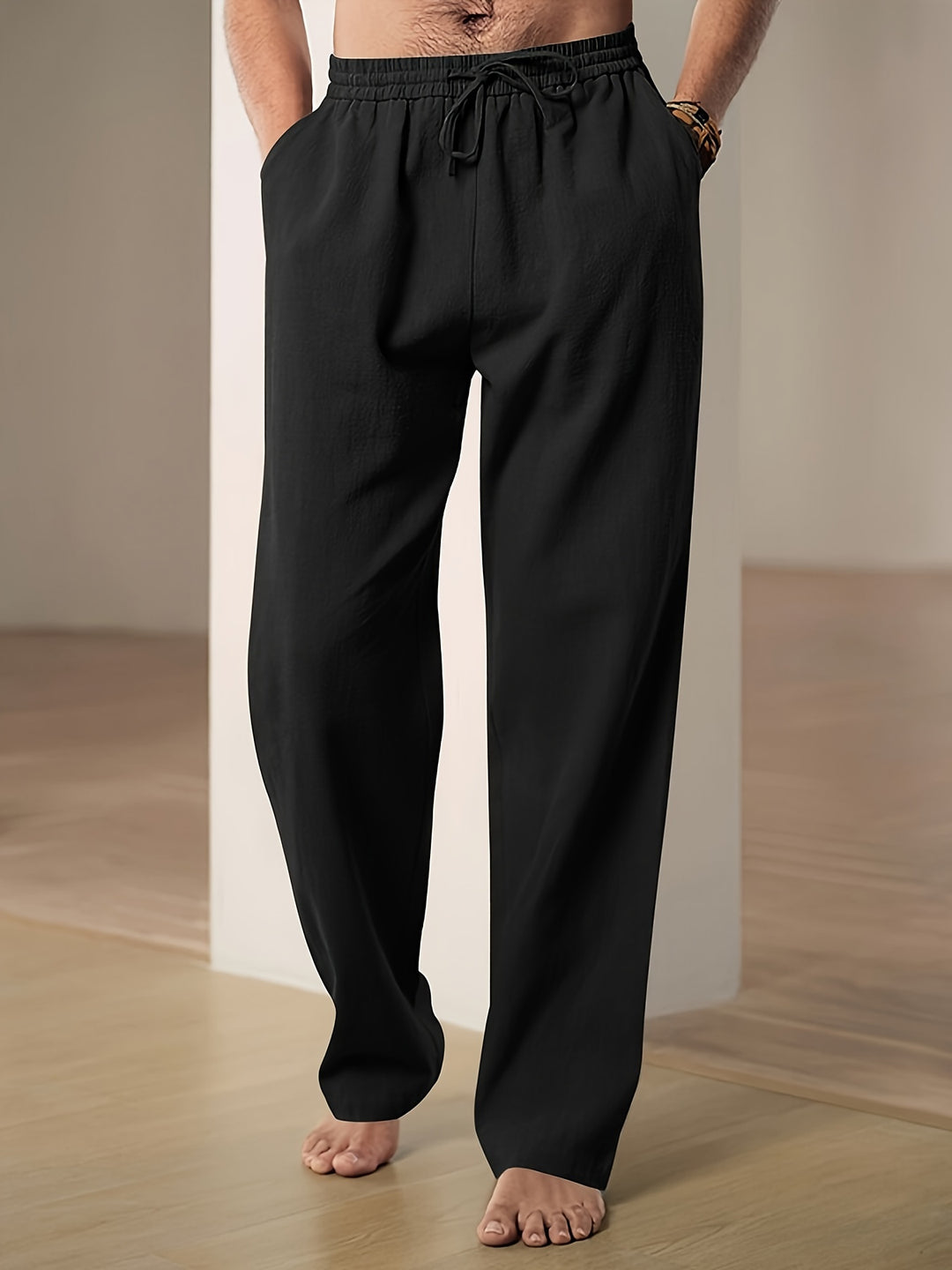 Pantaloni estivi da uomo in lino – vestibilità comoda con coulisse elastica