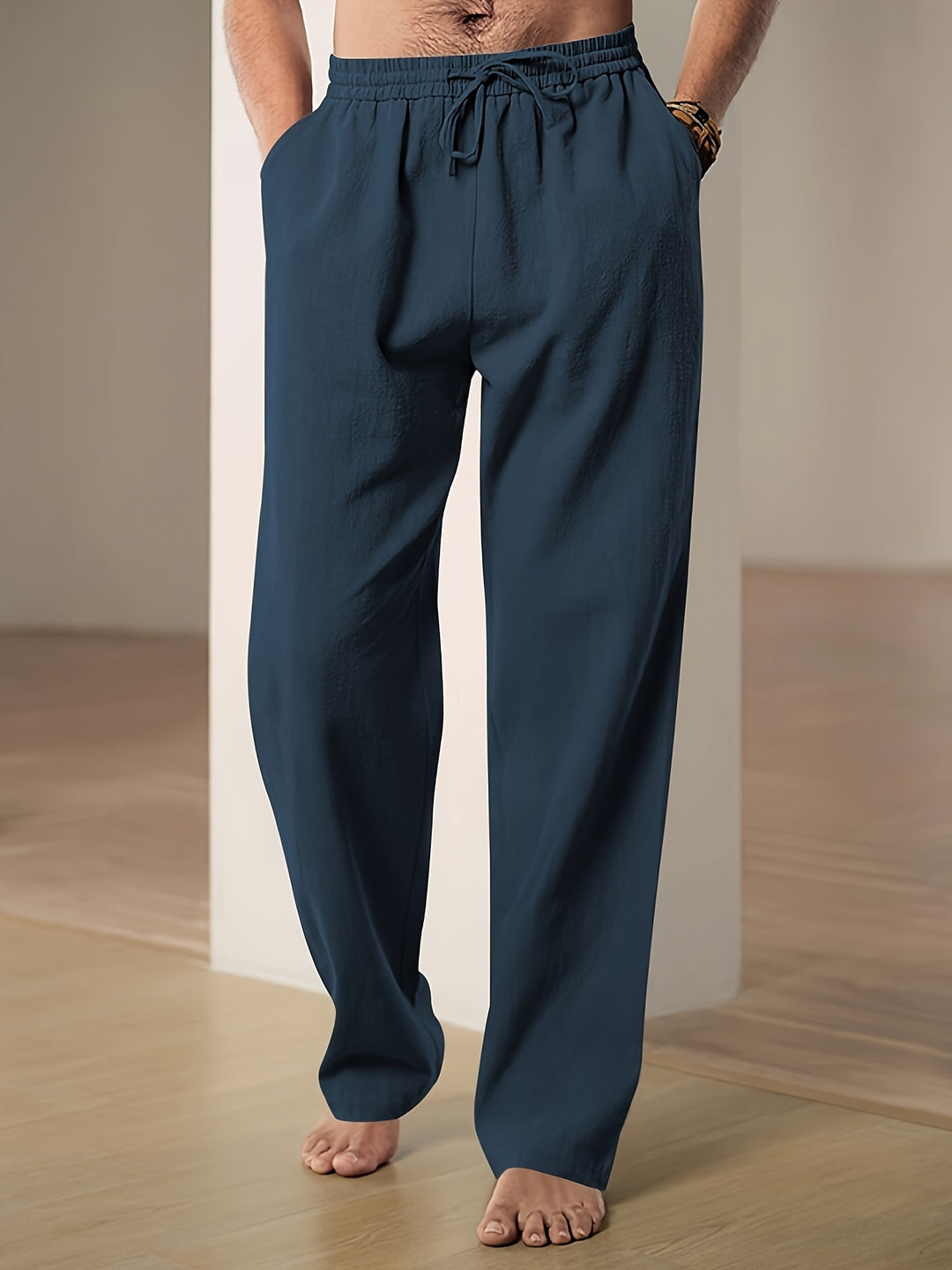 Pantaloni estivi da uomo in lino – vestibilità comoda con coulisse elastica