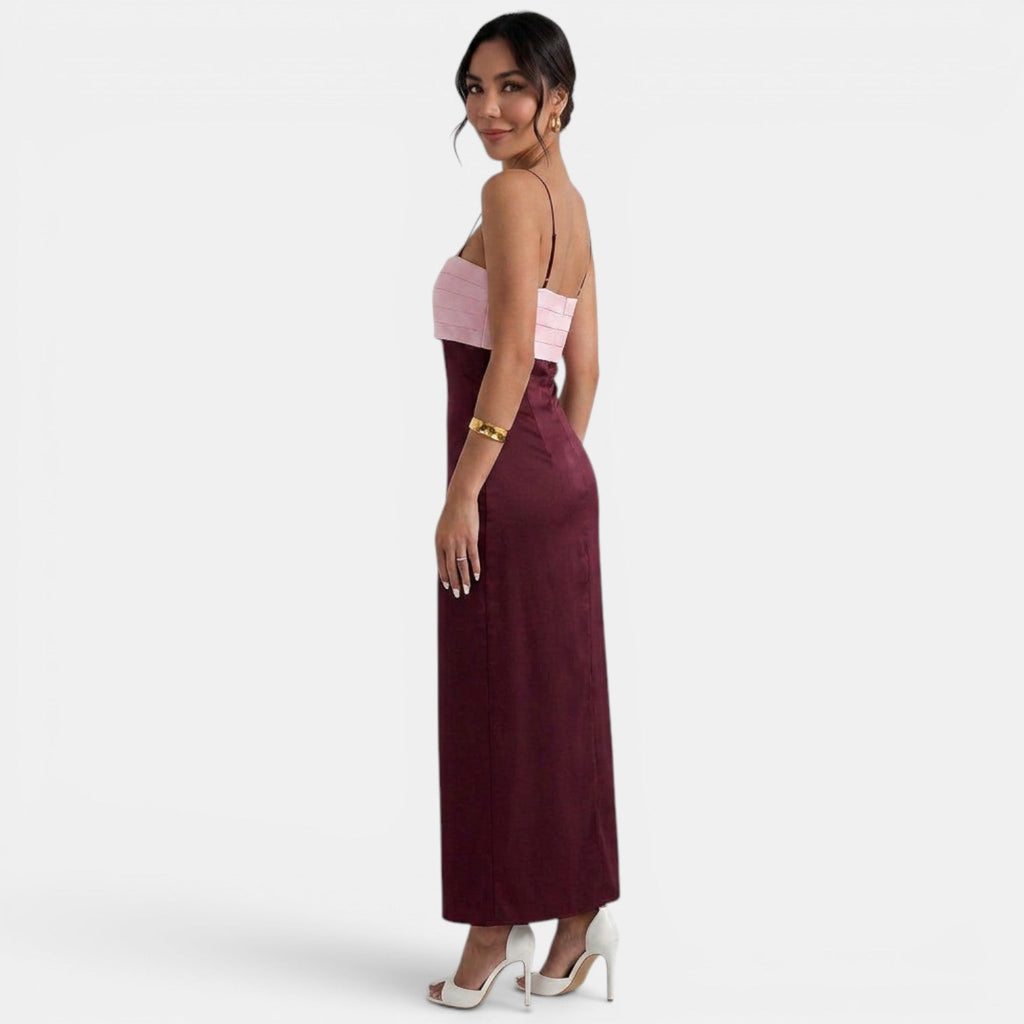 Elegante abito lungo bicolore
