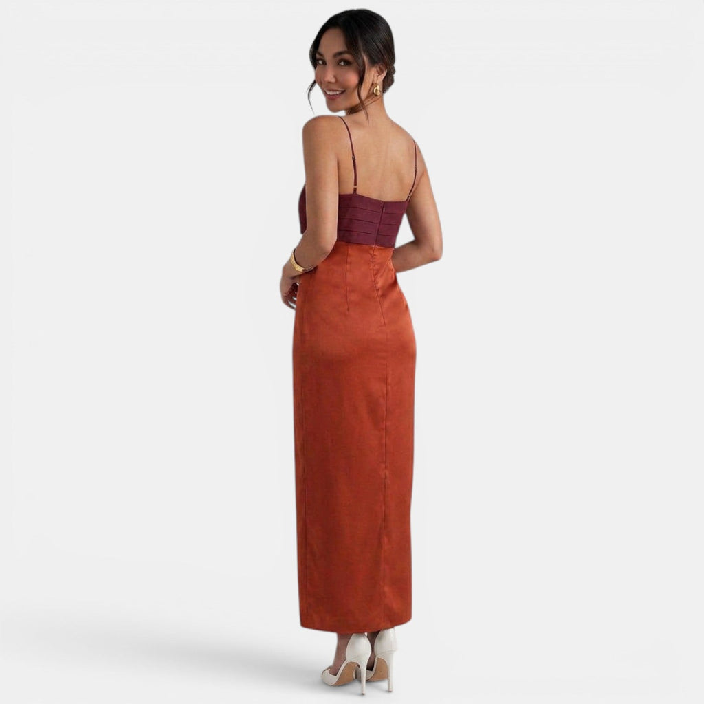 Elegante abito lungo bicolore