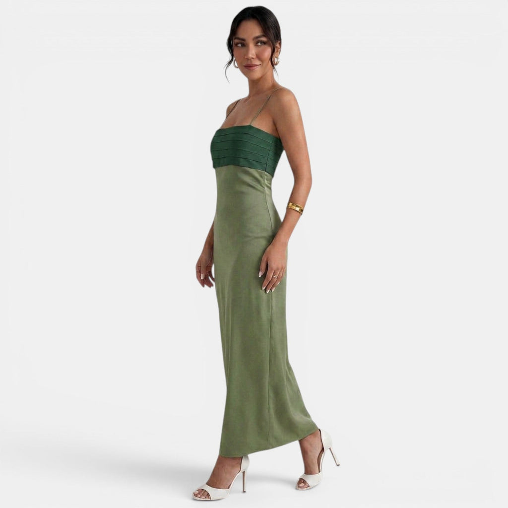 Elegante abito lungo bicolore