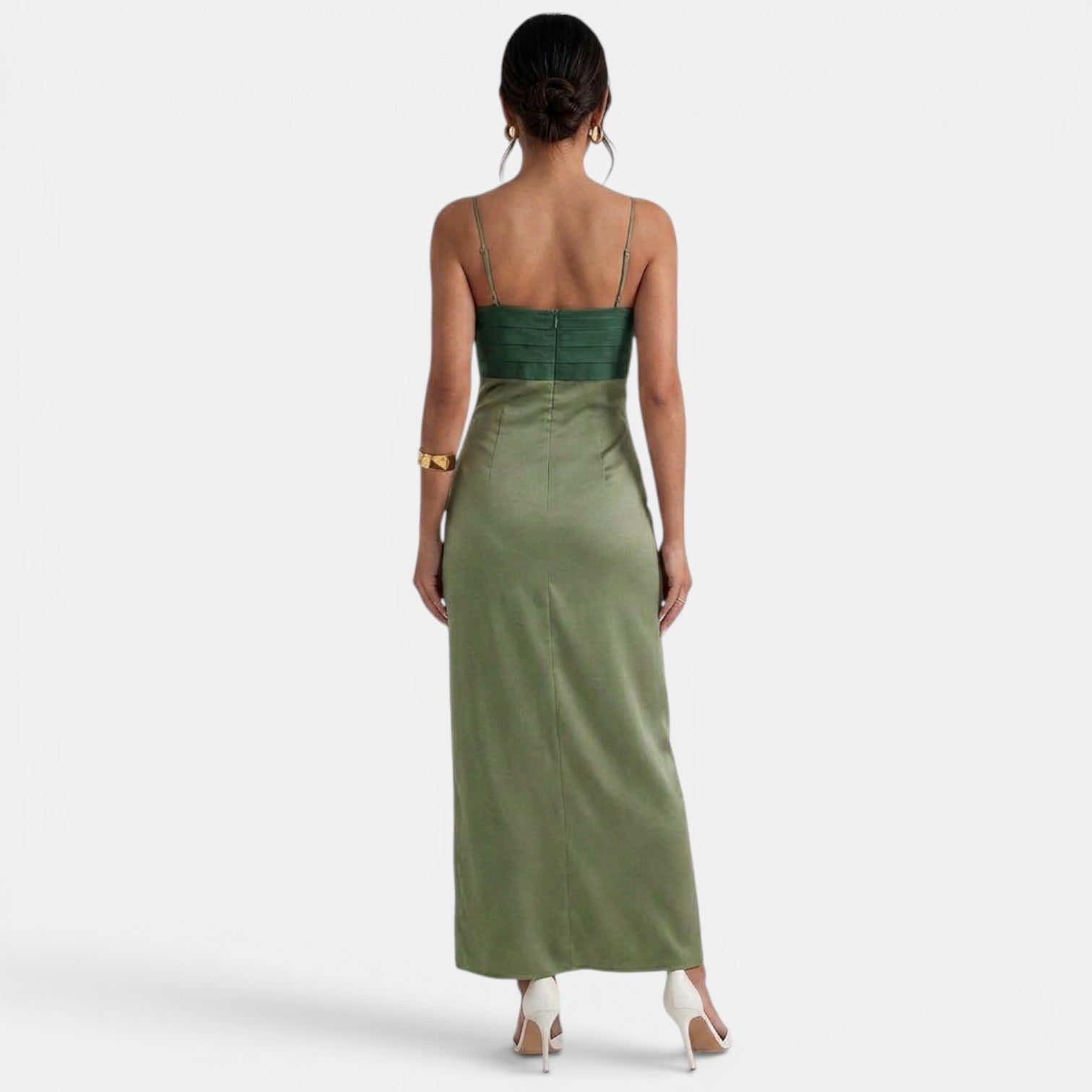 Elegante abito lungo bicolore