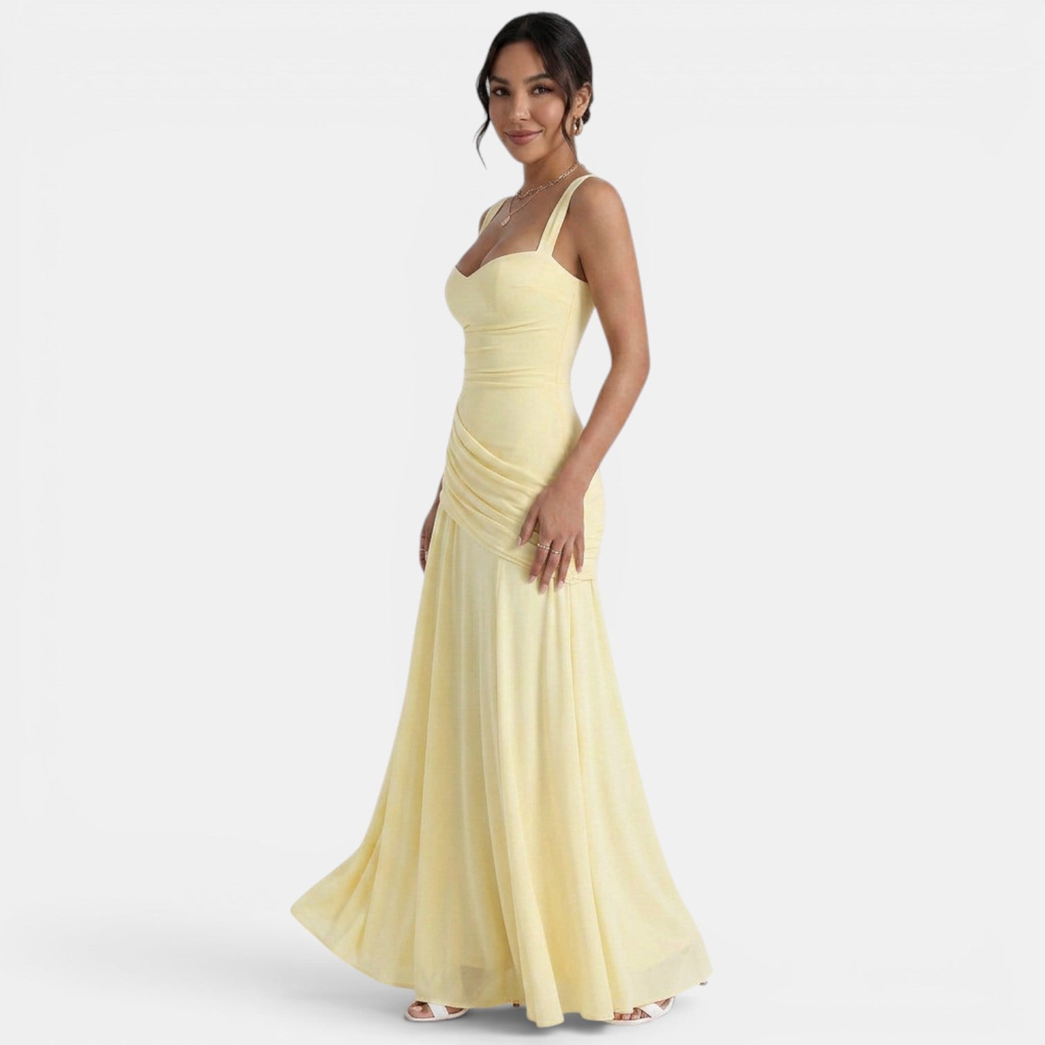 Elegant Yellow Maxi Dress for Weddings and Events