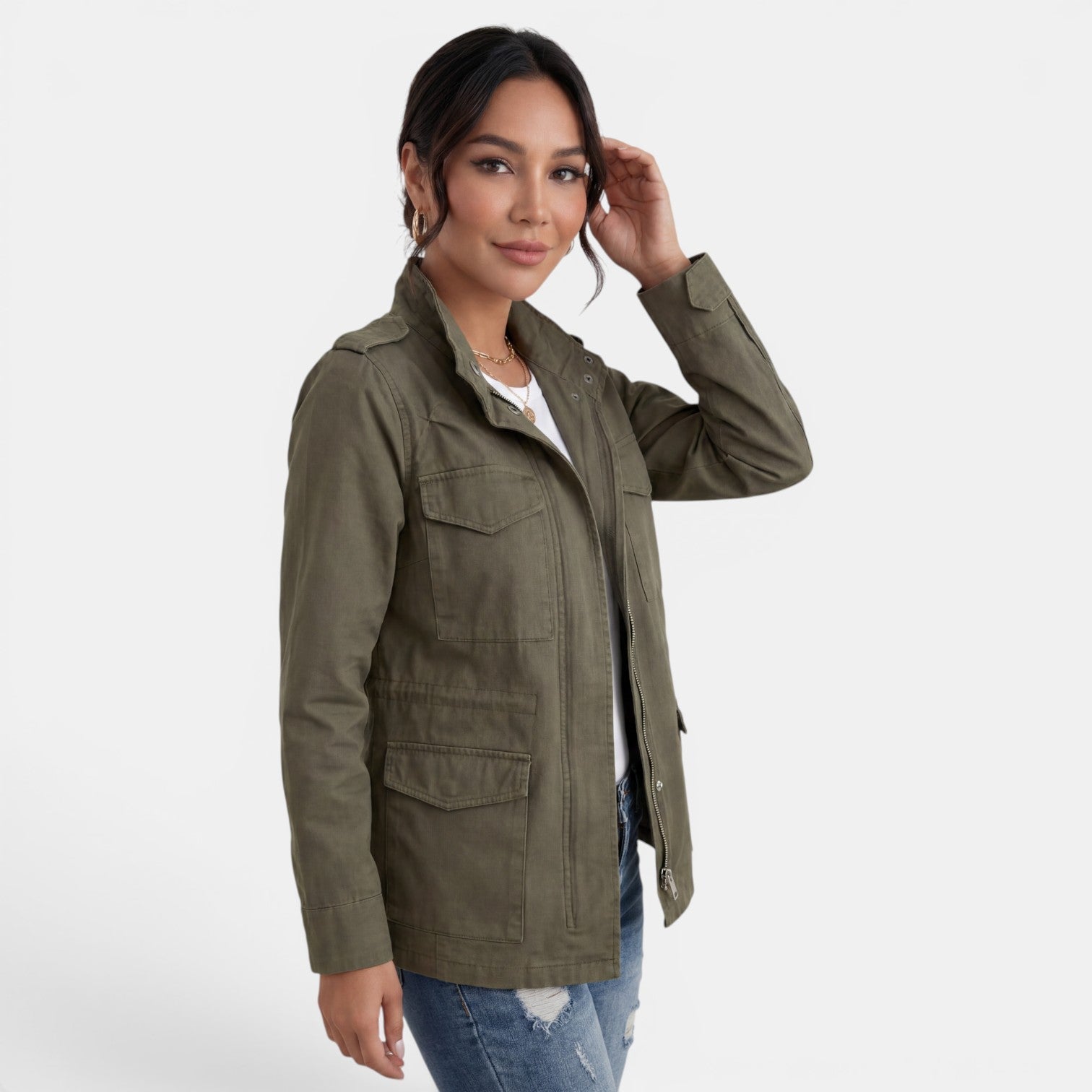 Women's Casual Transitional Jacket with Zipper