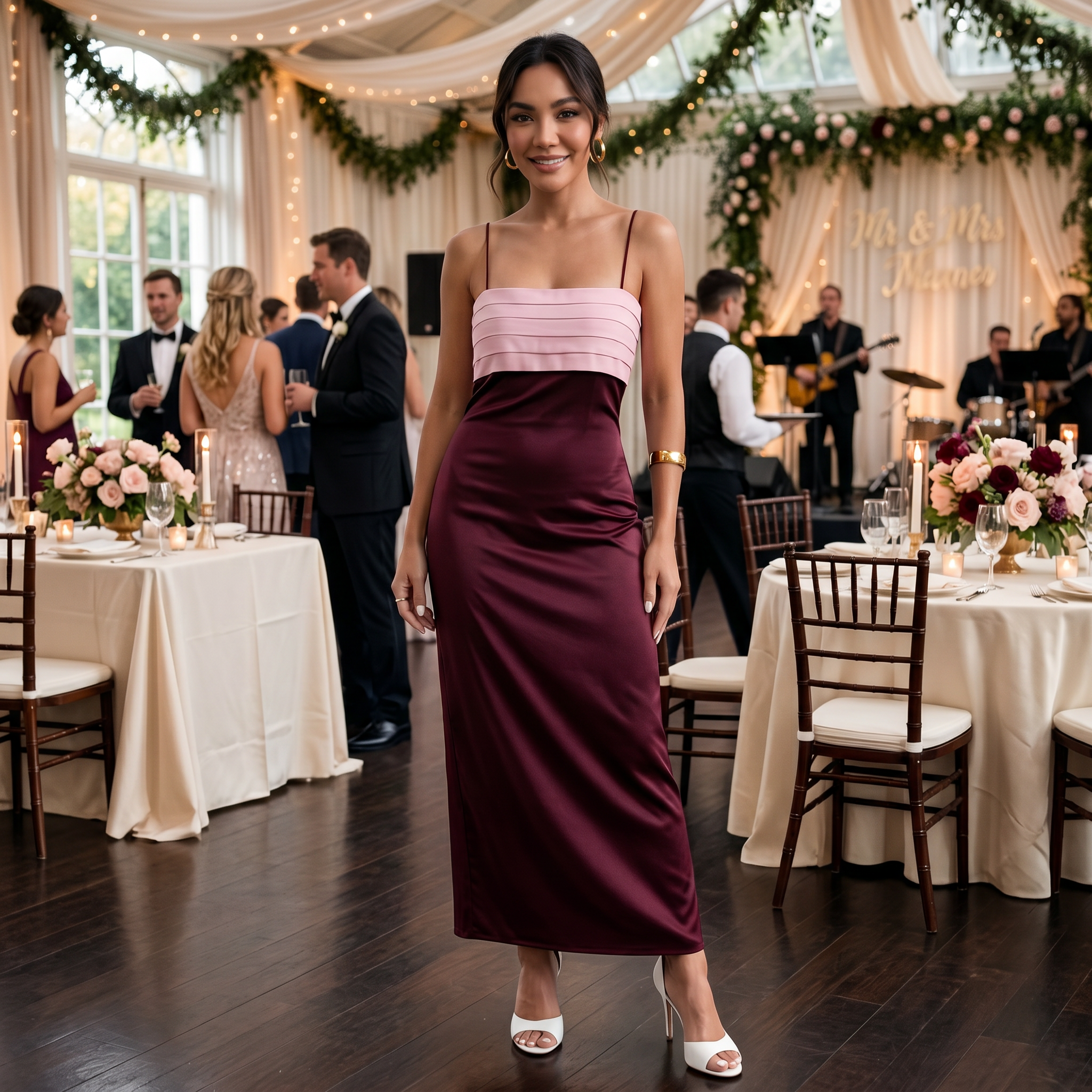 Elegant Two-Tone Maxi Dress