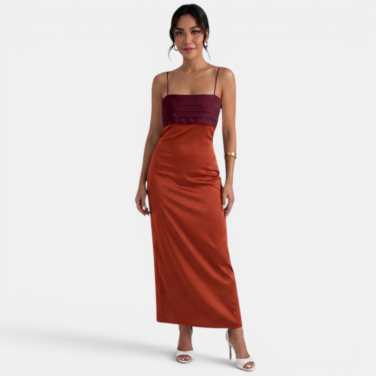 Elegant Two-Tone Maxi Dress