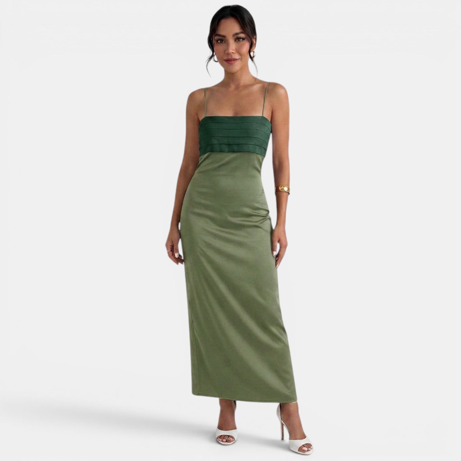 Elegant Two-Tone Maxi Dress