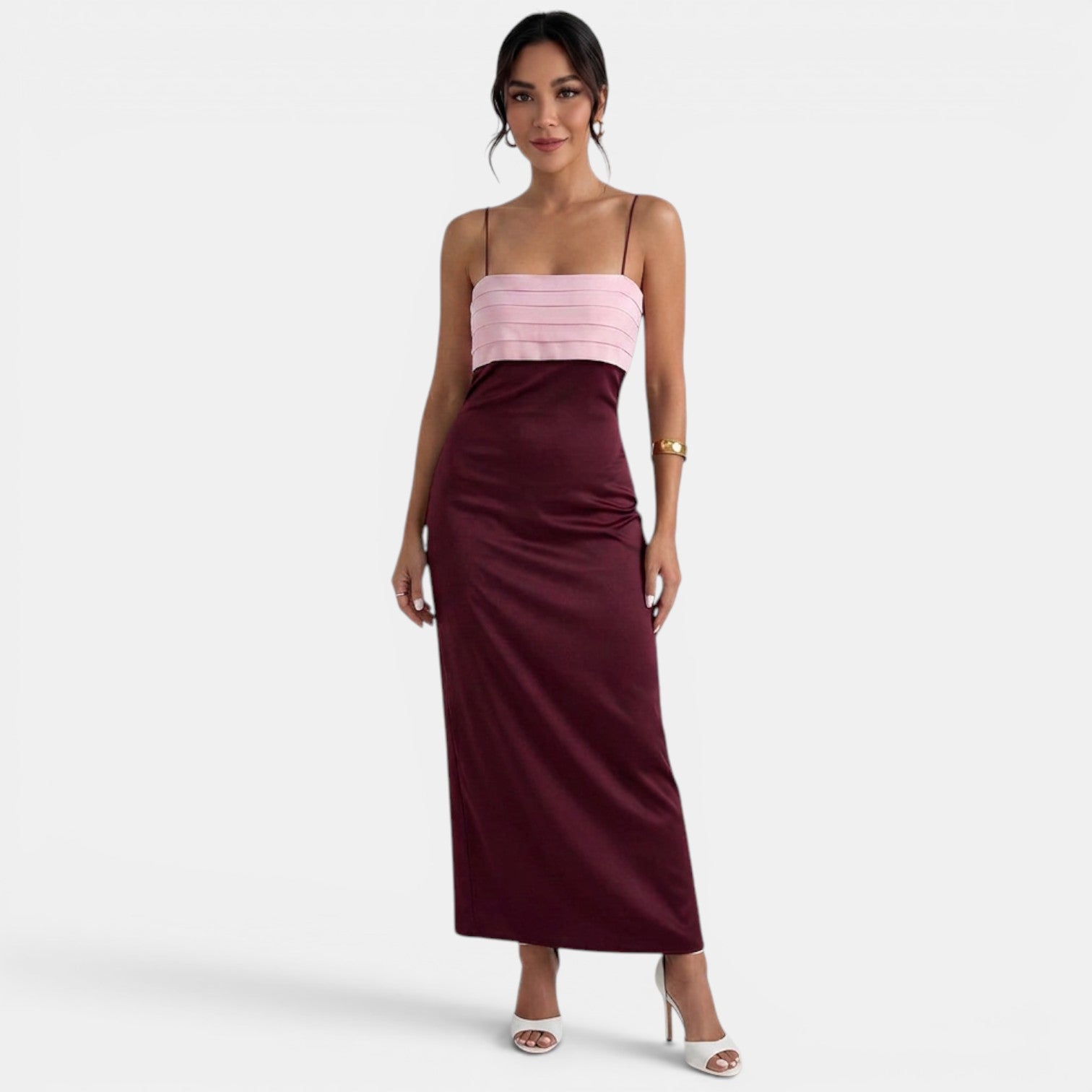 Elegant Two-Tone Maxi Dress