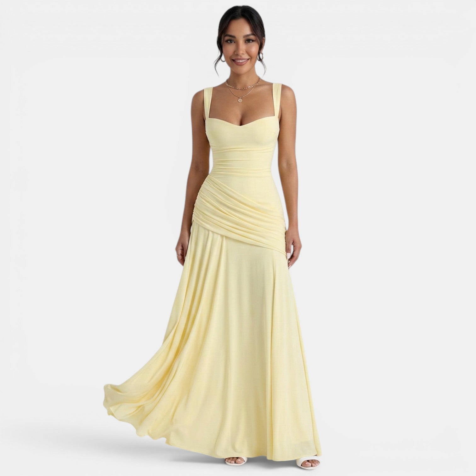 Elegant Yellow Maxi Dress for Weddings and Events