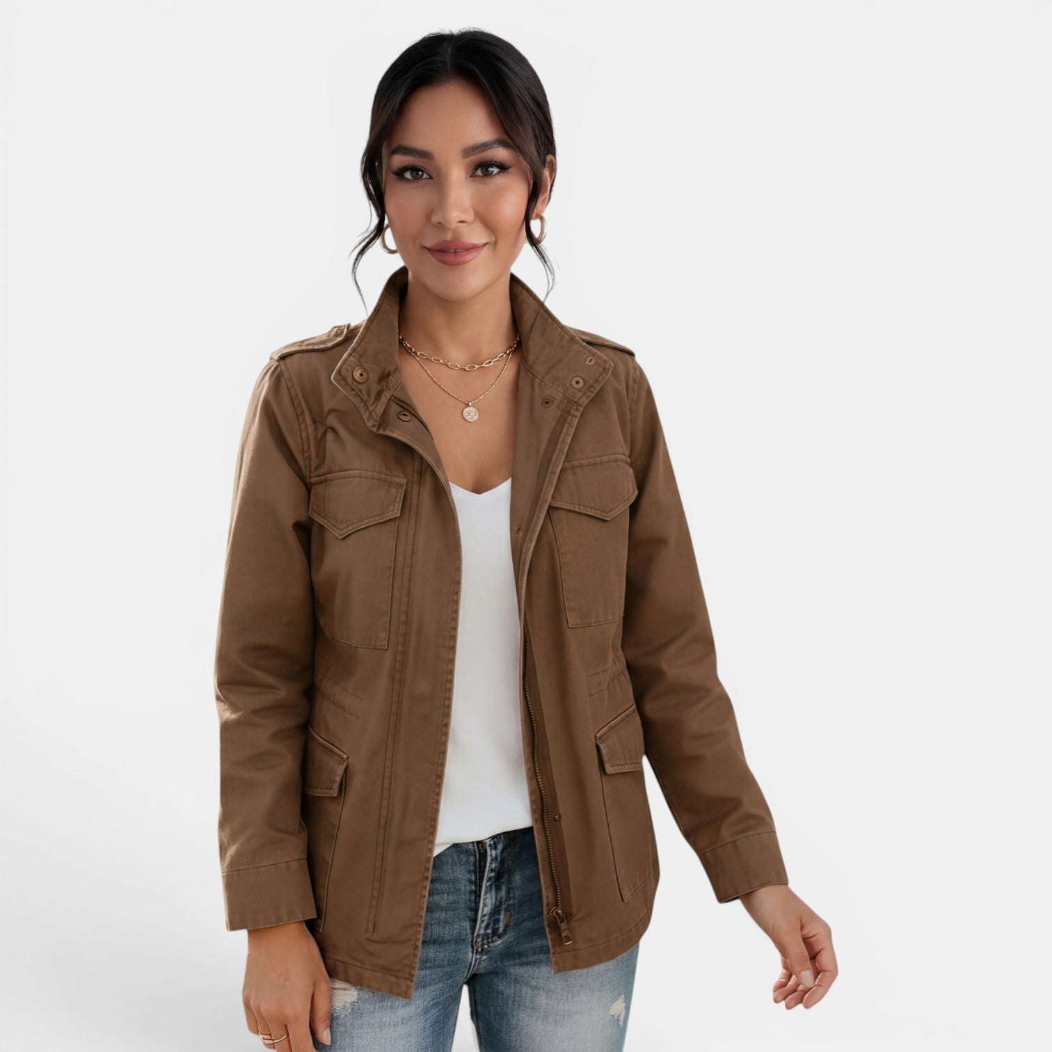 Women's Casual Transitional Jacket with Zipper