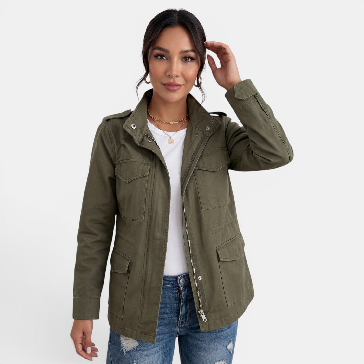 Women's Casual Transitional Jacket with Zipper