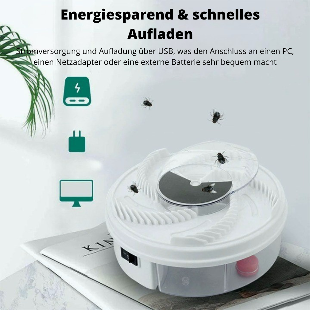 Rotating Fly Trap with Bait Chambers | Quiet & Eco-Friendly | Indoor & Outdoor