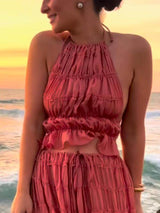 The Eliza Pleated Maxi Skirt – Tiered Design with Adjustable Waist