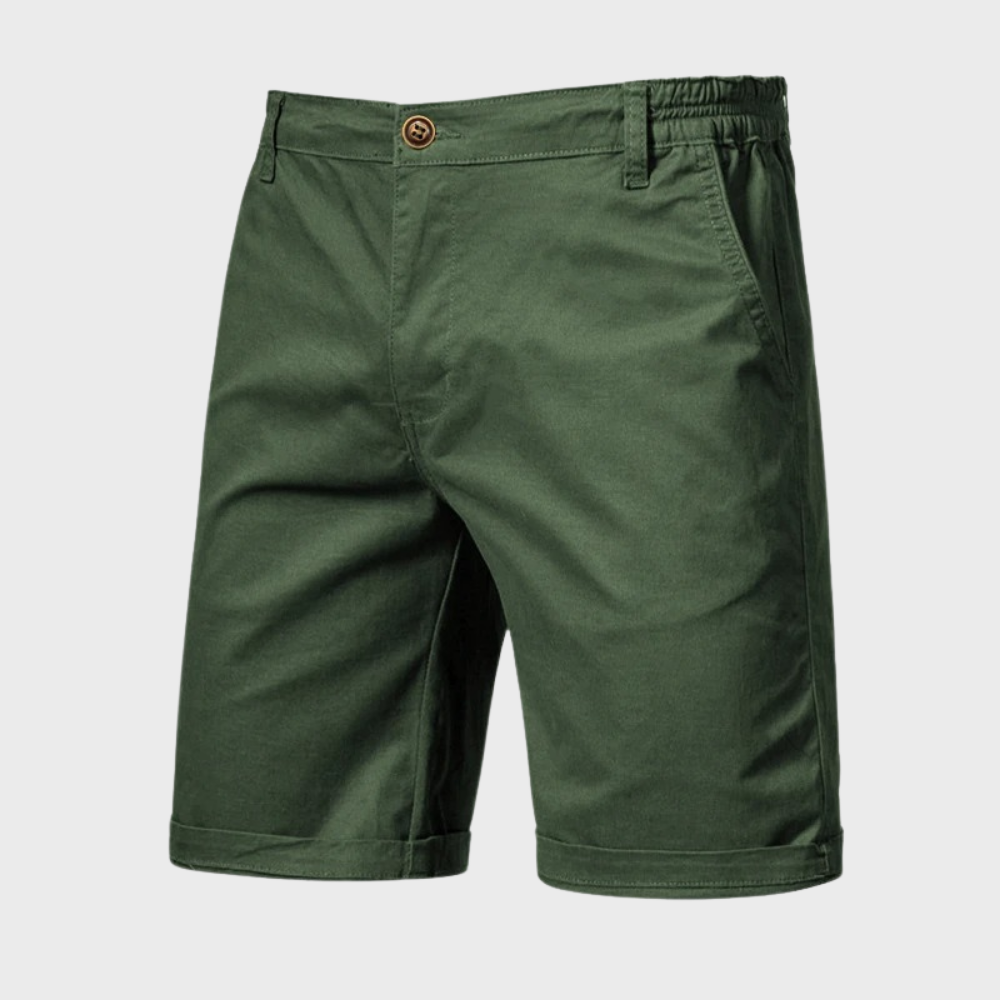 Green shorts on a light gray background