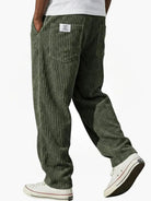 Heren Ribbroek met Elastische Tailleband en Steekzakken Groen