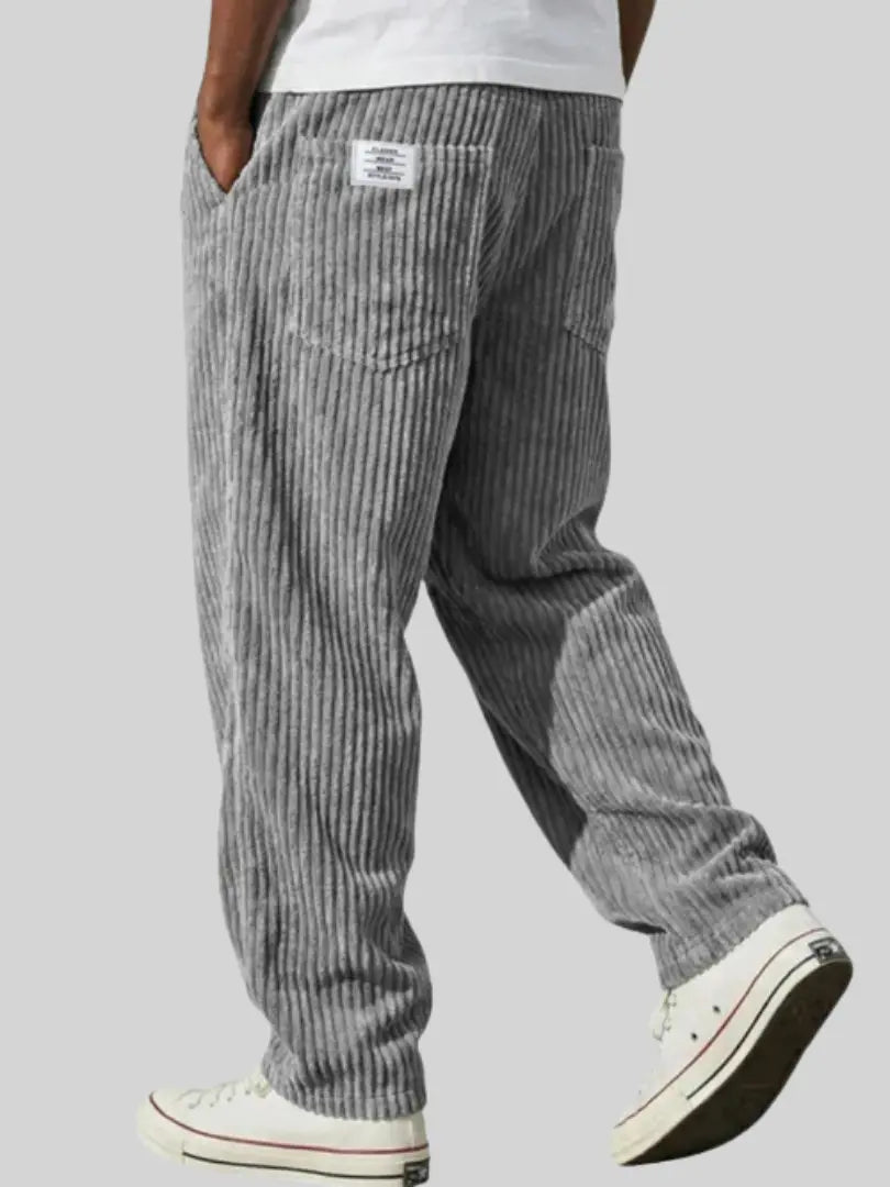 Heren Ribbroek met Elastische Tailleband en Steekzakken Grijs